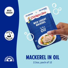 Chicken of the Sea Mackerel in Oil tear-open packet ready for on-the-go meals