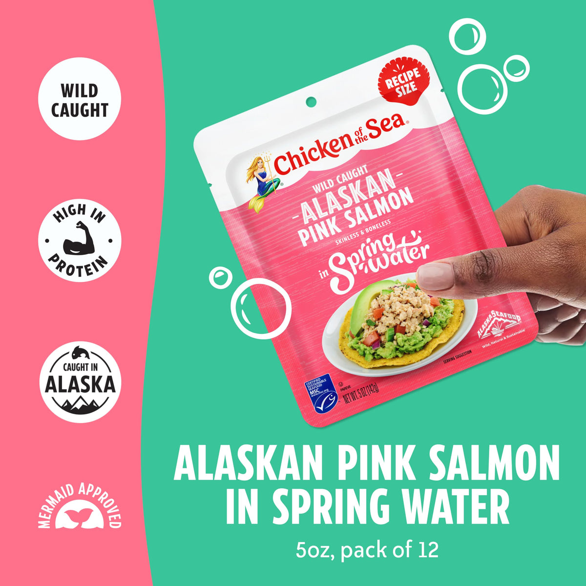 Chicken of the Sea pink salmon skinless boneless pack offers convenient protein.