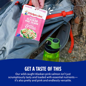 Chicken of the Sea pink salmon pouch, MSC-certified sustainable seafood.