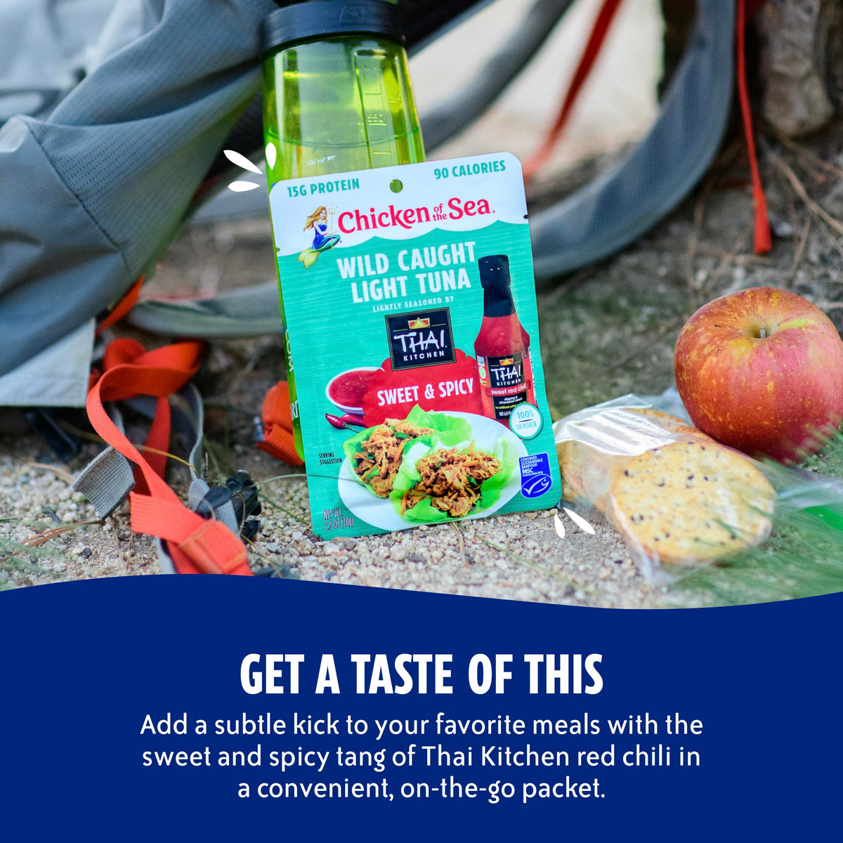 Tear-and-go packaging from Chicken of the Sea for easy carry in bags.