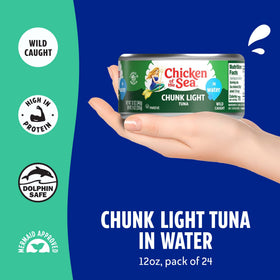 Chicken of the Sea 24 pack on shelf showcases convenient ready to use tuna