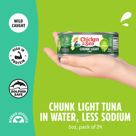 Chicken of the Sea tuna in water nutrition label highlighting protein and omega-3s