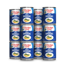 Chicken of the Sea Whole Oysters can-12-pack: protein-rich pantry staple.