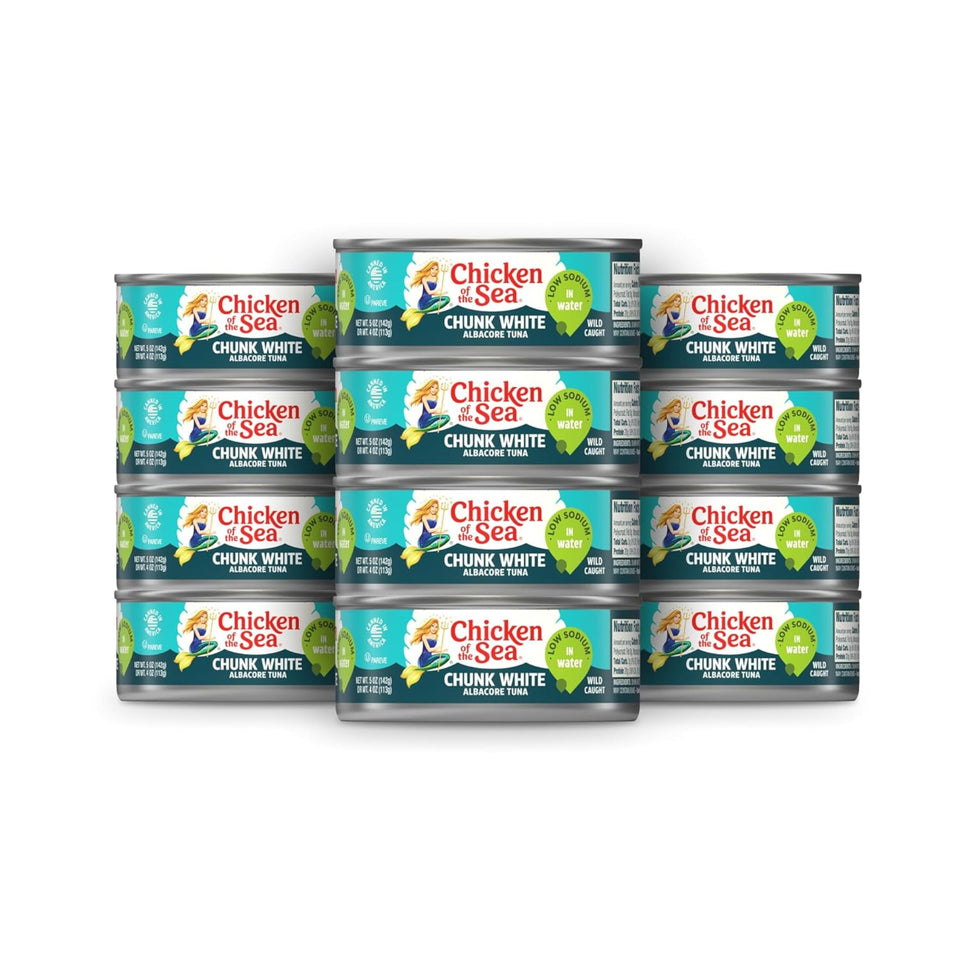 Chicken of the Sea albacore tuna in water can front label for quick meals