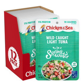 Chicken of the Sea wild caught light tuna in spring water ready-to-eat on the go