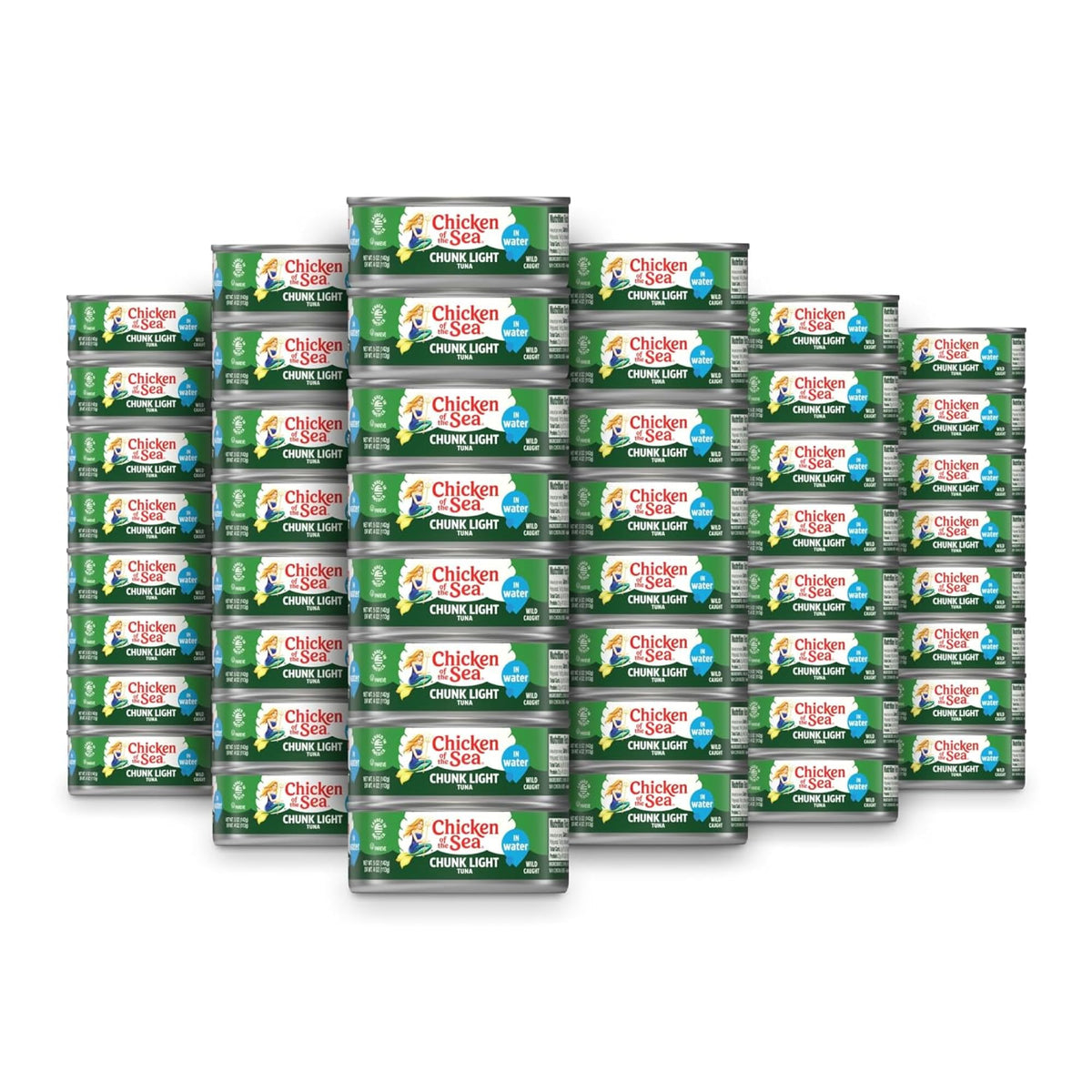 Chicken of the Sea wild tuna in water can close-up highlights clean, protein-packed flavor.