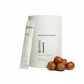 Chico hazelnut chicory stick-pack front, convenient caffeine-free ritual