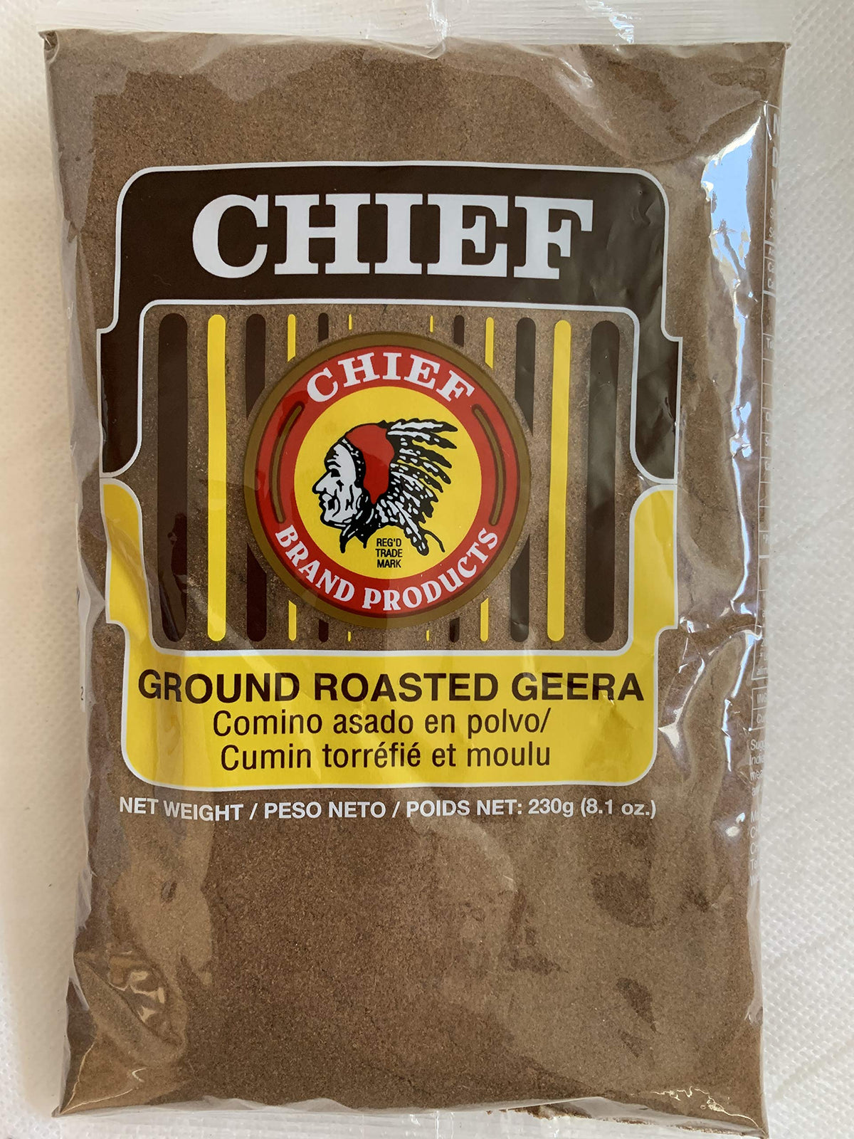 Chief Roasted Gerra ground cumin seeds in jar, ideal for curries and tacos.