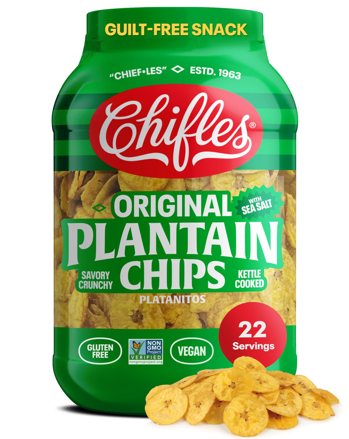 Chifles Original Sea Salt Plantain Chips pack-shot showing crispy, sea-salted crunch for everyday snacking.