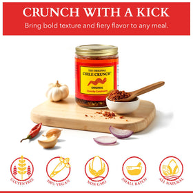 Chile Crunch handmade small-batch process for consistent crunch.