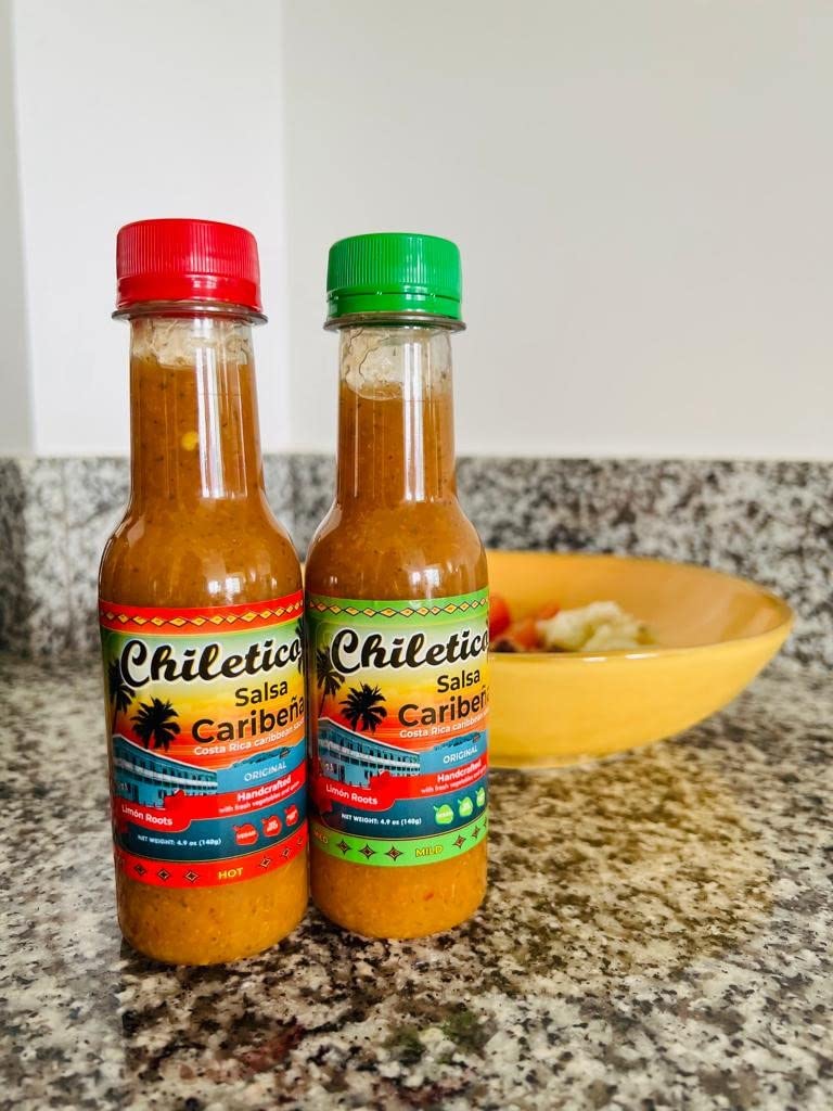 Chiletico dish served with sauce, adds tropical heat and color.