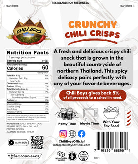 Chili Boys crisp texture close-up with sesame seeds and fried finish
