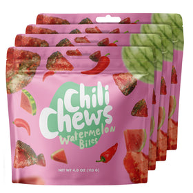 Chili Chews Watermelon Bites front view in a 4-pack for on-the-go snacking