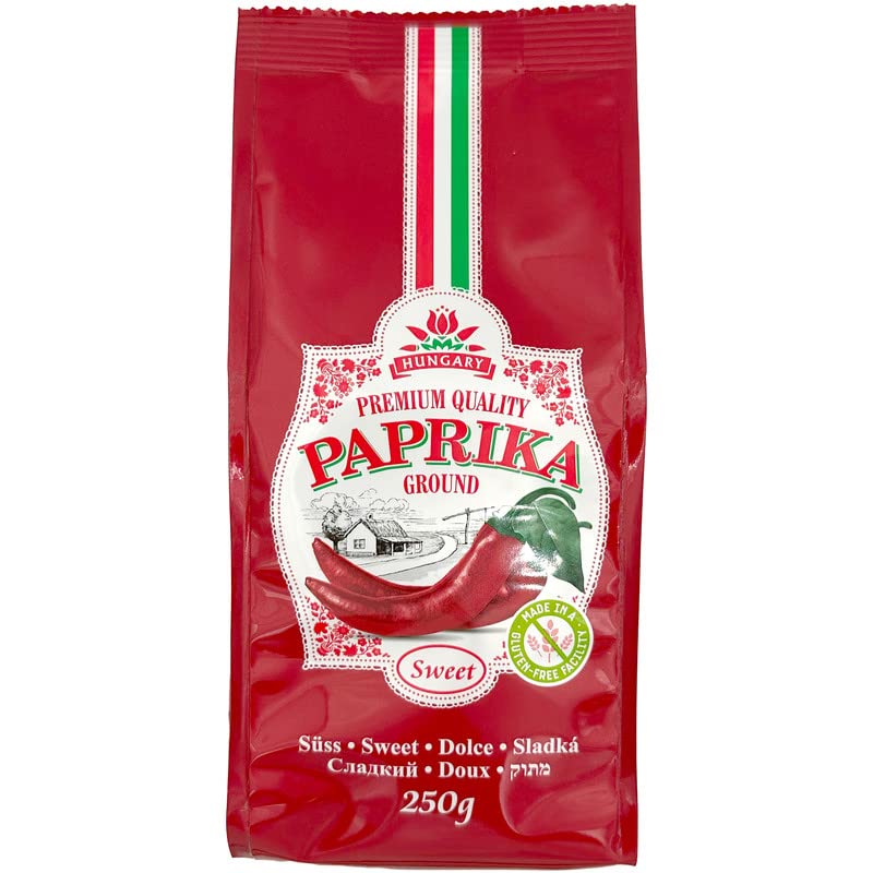 CHILI-TRADE Hungarian sweet paprika bottle boosts goulash flavor.