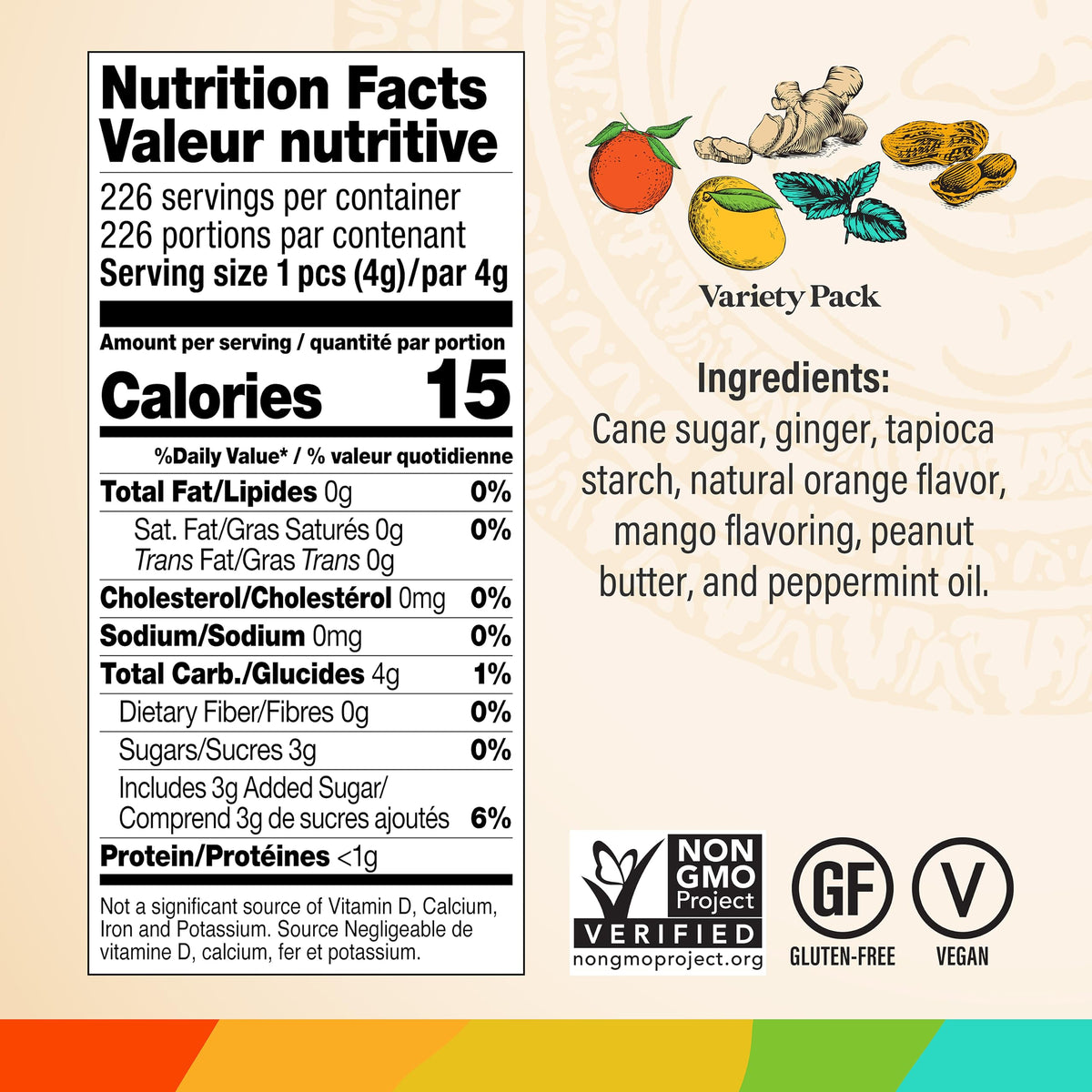 Chimes Ginger Chews Orange flavor bars with bright citrus aroma