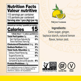 Chimes Meyer Lemon Ginger Chews bulk 1 lb bag on shelf for easy stocking.