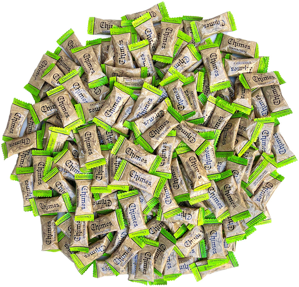 Chimes Original Ginger Chews 2lb bag packaging for sharing and on the go.