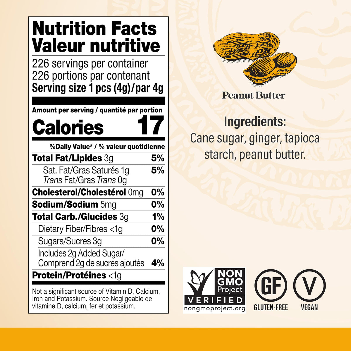Chimes Peanut Butter Ginger Chews closeup highlighting chewy texture and bold flavor