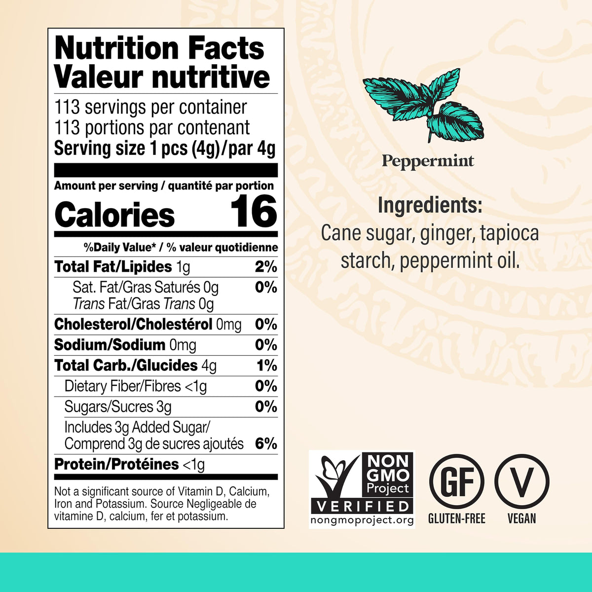 Chimes Peppermint Ginger Chews travel pack captured for on-the-go moments.