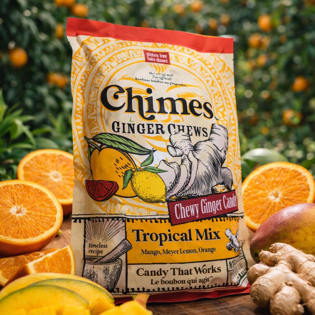 Chimes Tropical Mix individually wrapped chews, easy for on-the-go.