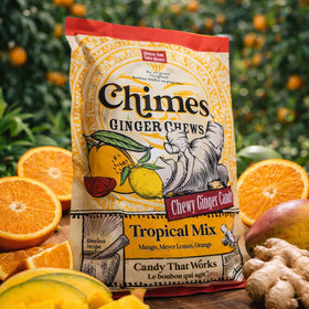 Chimes Tropical Mix individually wrapped chews, easy for on-the-go.