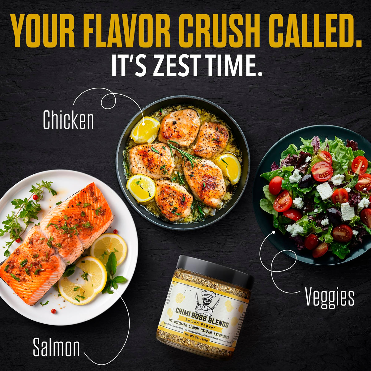 Chimi Boss Lemon Pepper dusting on chicken delivers zesty crust
