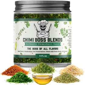 Chimi Boss Chimichurri Original bottle showing fresh parsley aroma for grilling