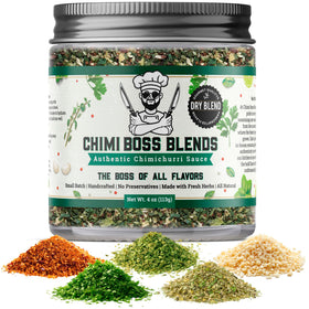 Chimi Boss Blends chimichurri original dry seasoning jar ready for grilling