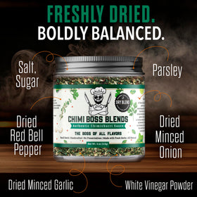 Chimi Boss Blends close-up of dried parsley and garlic for fresh flavor