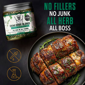 Chimi Boss Blends steak night application for vibrant herb flavor