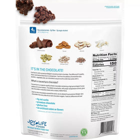 Chimoo Dark Chocolate Keto Clusters packshot highlighting premium nut mix for topping or snacking.