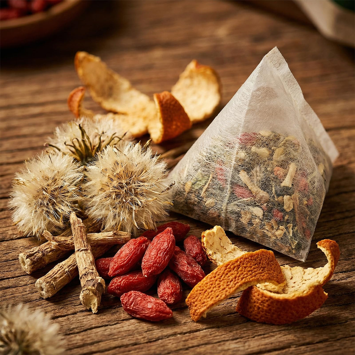 Brewed China Detox Tea shows a clear, fragrant cup with chrysanthemum notes.
