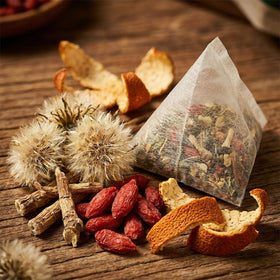 Brewed China Detox Tea shows a clear, fragrant cup with chrysanthemum notes.