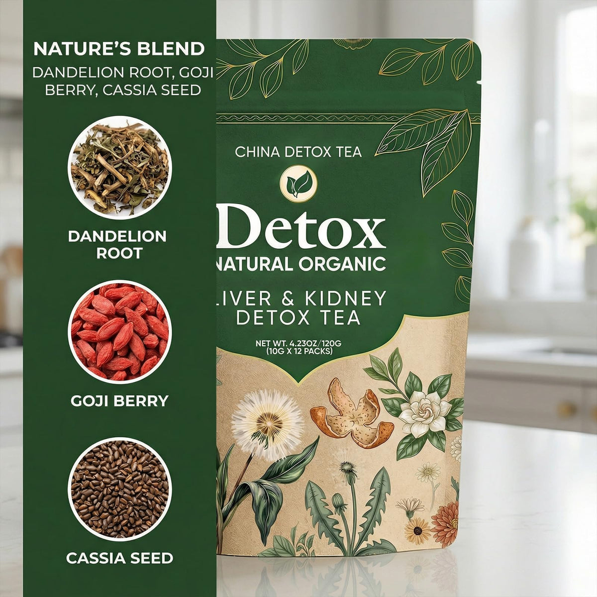 Caffeine-free China Detox Tea ideal for evening sipping.