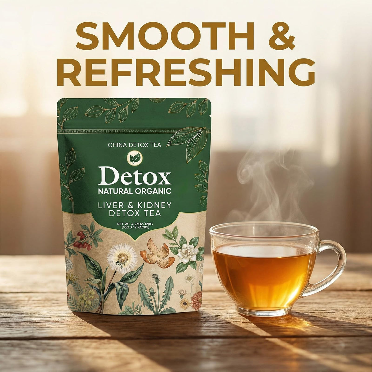 Low-temperature roasting preserves aroma and color in China Detox Tea.