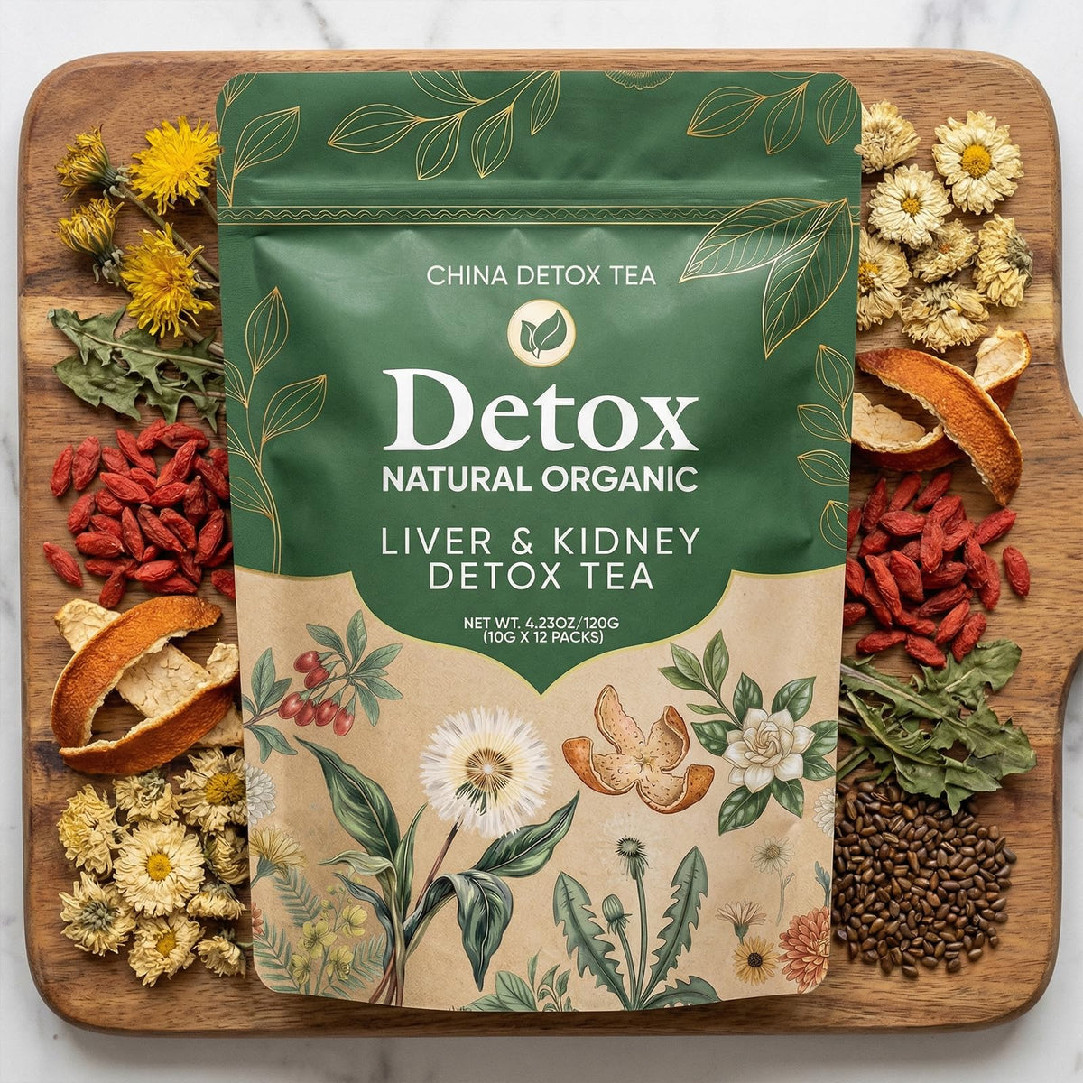 China Detox Tea individual bags ready for quick brew at home or travel.