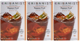 China Mist Passion Fruit Black Tea bags steeped for refreshing iced tea.