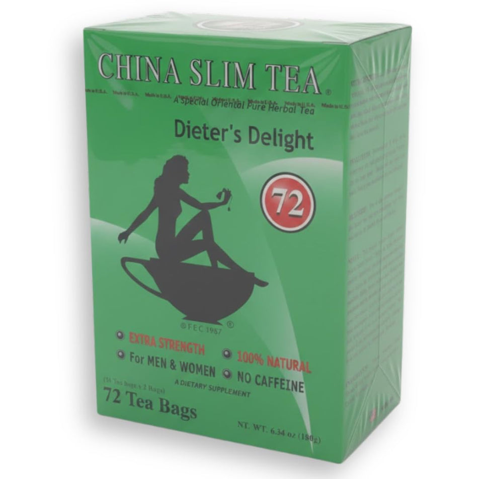 China Slim Tea Dieter's Delight tea bags in a box, perfect for daily ritual.