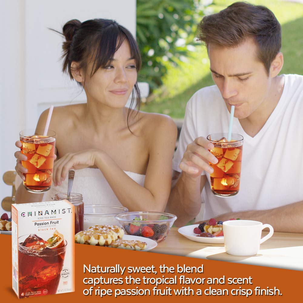 CHINAMIST passion fruit tea in a glass, vibrant color and tropical aroma