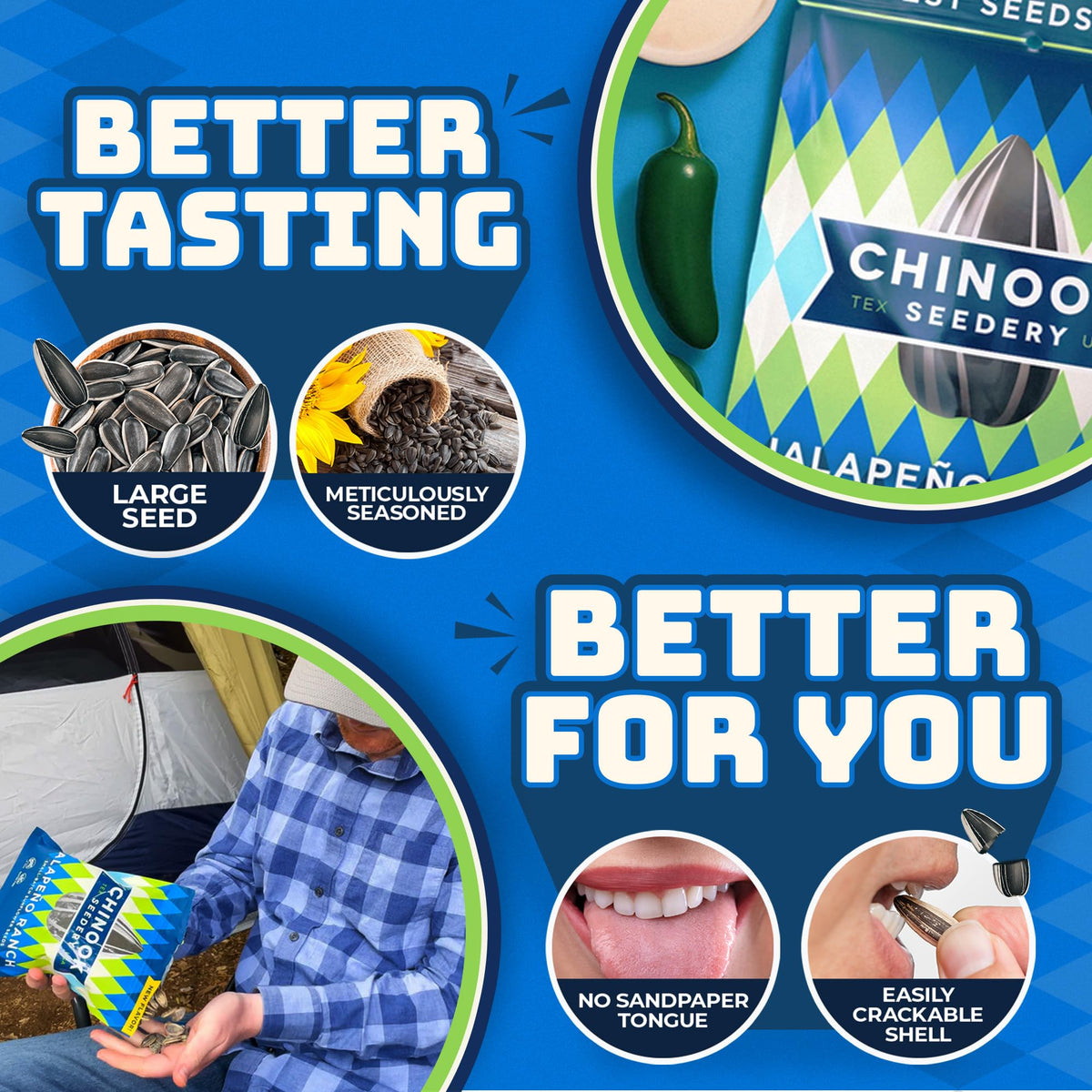 Chinook Seedery 3-pack 4 oz bags, ready for snack sharing
