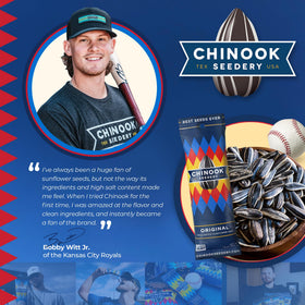 Chinook Seedery baseball dugout snack with Bobby Witt Jr