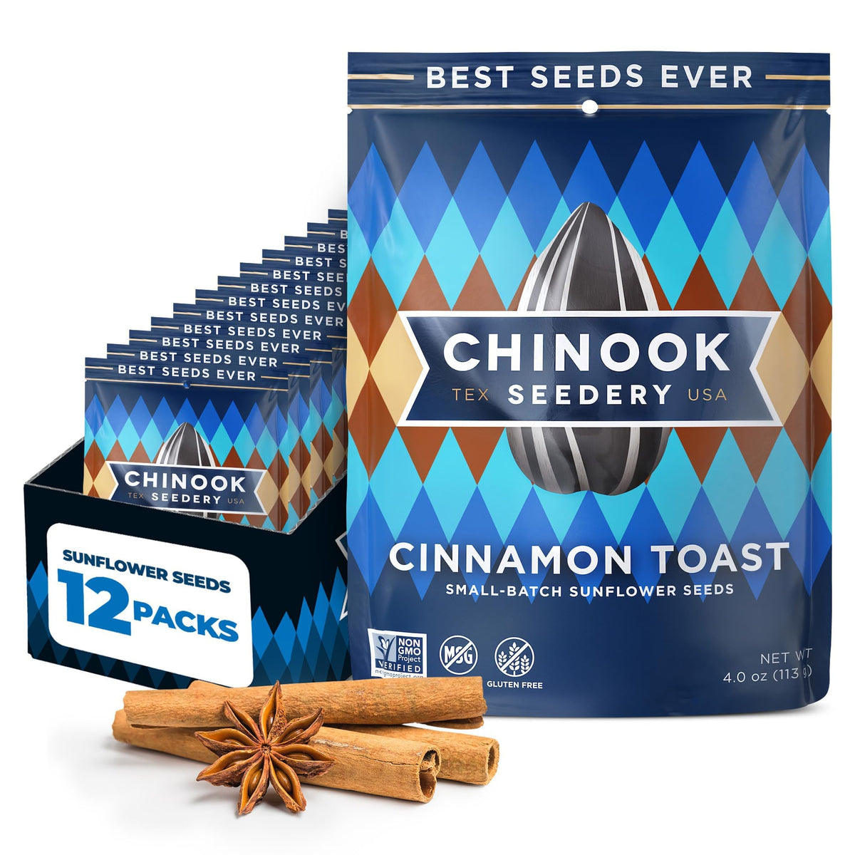 Chinook Seedery Cinnamon Toast seeds in pack for on-the-go snacking