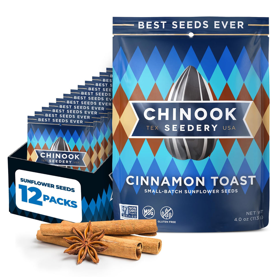 Chinook Seedery Cinnamon Toast seeds in pack for on-the-go snacking