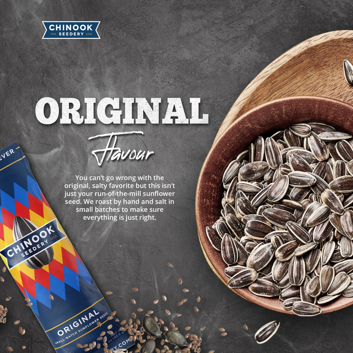 Chinook Seedery hand-roasted seeds with crisp texture