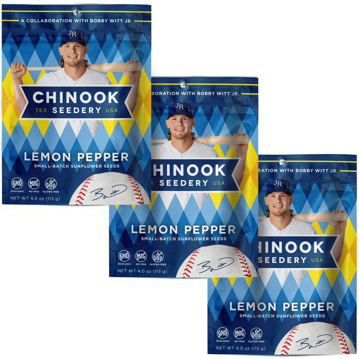 Chinook Seedery lemon pepper seeds in a bag for an on-the-go crunchy snack.