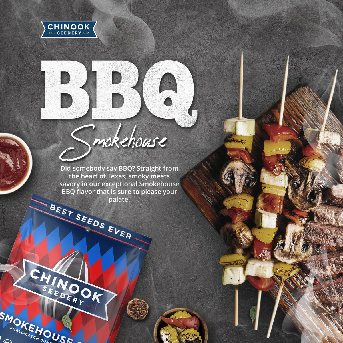 Chinook Seedery Smokehouse BBQ seeds ready-to-eat during hikes or road trips