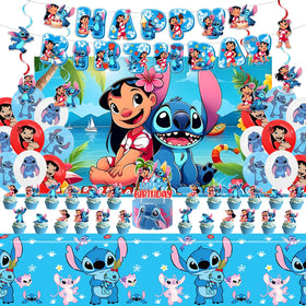 Chinovi Stitch banner for birthday party, bright and festive backdrop for photos.
