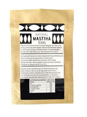Chios Mastiha Tears Gum texture close-up showing honeyed resin and unique tear shape