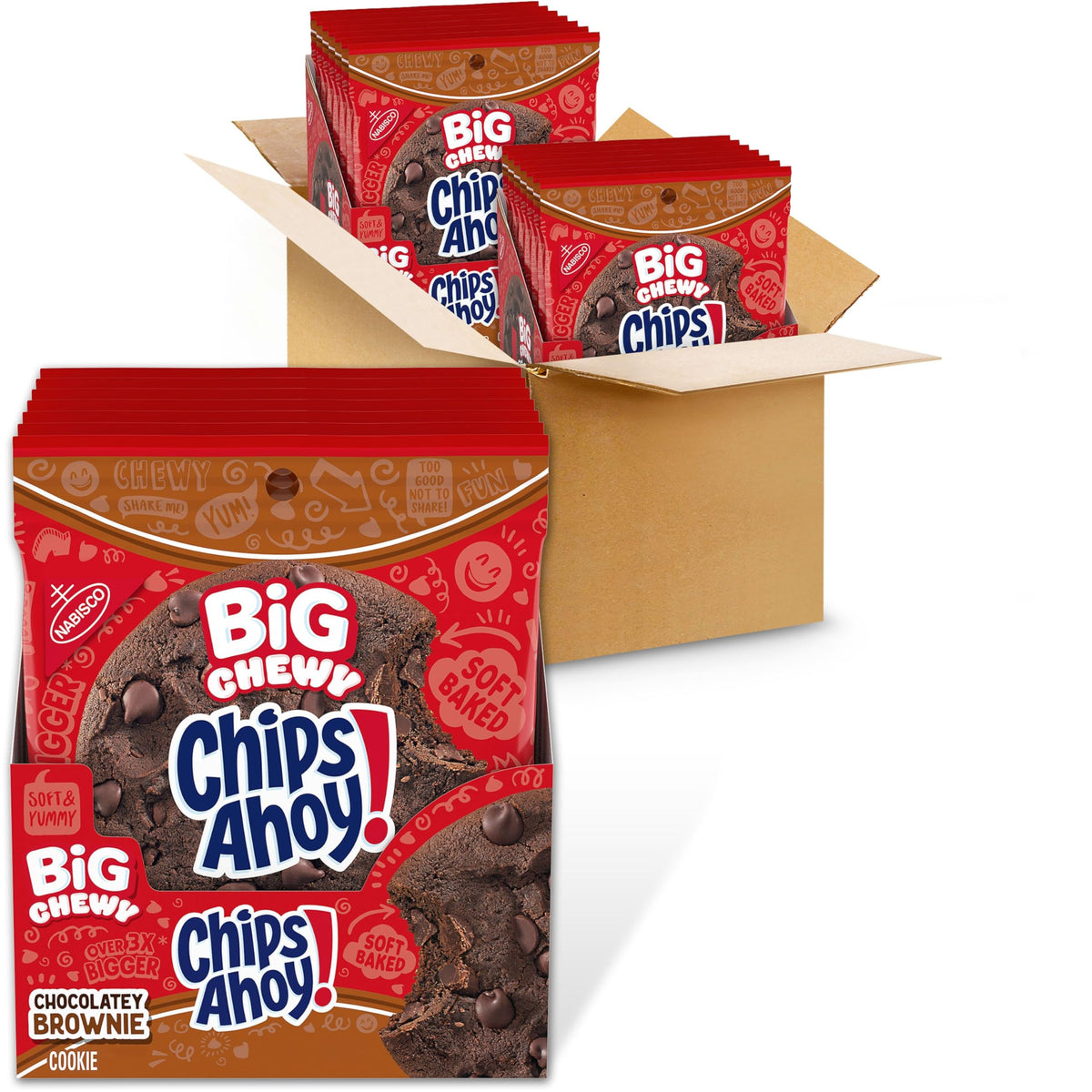 CHIPS AHOY! Big Chewy two caddies of 17.5 oz, grab-and-go snacking advantage.