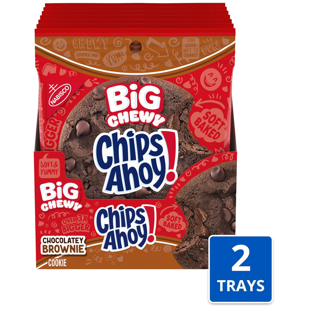 CHIPS AHOY! Big Chewy cookie closeup showing chips and brownie-inspired flavor.